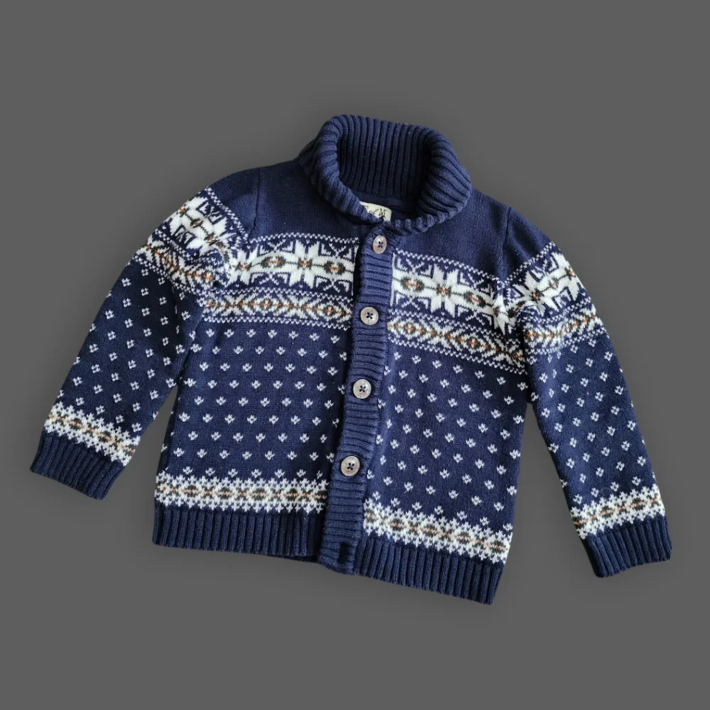 Blue Fair Isle Knit Cardigan, Kid's 4T - Picture 1 of 6